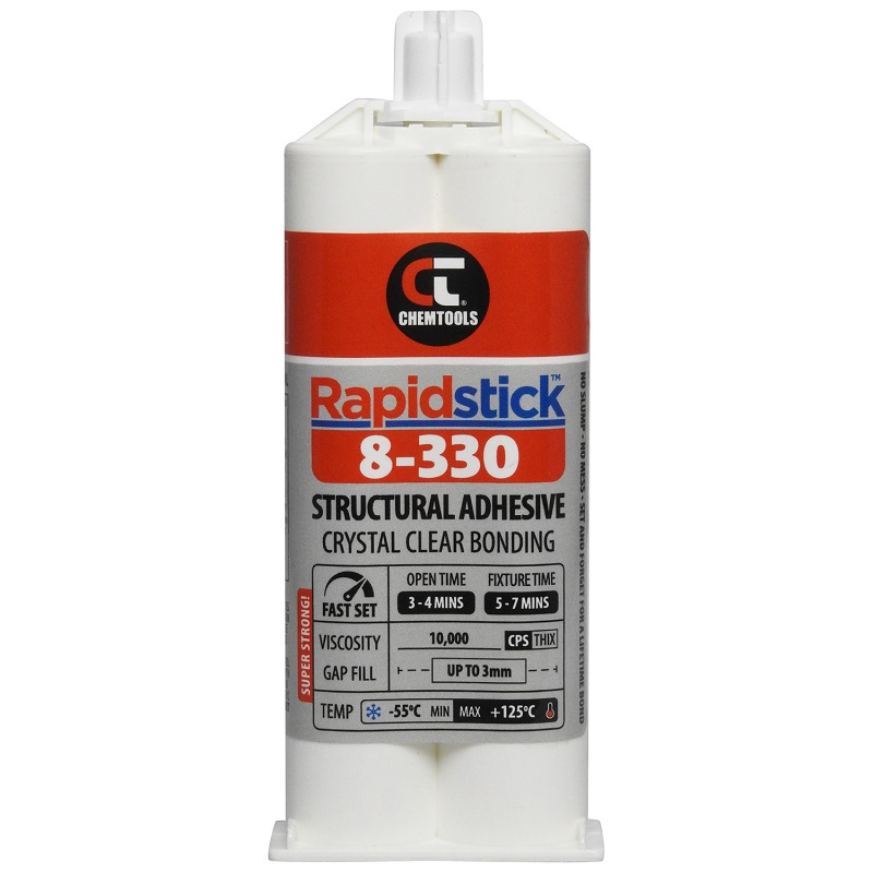 Rapidstick 8-330 Structural Adhesive (Crystal Clear Bonding, Fast Set) (8-330-50 - 50ml 1:1 Dual Cartridge)