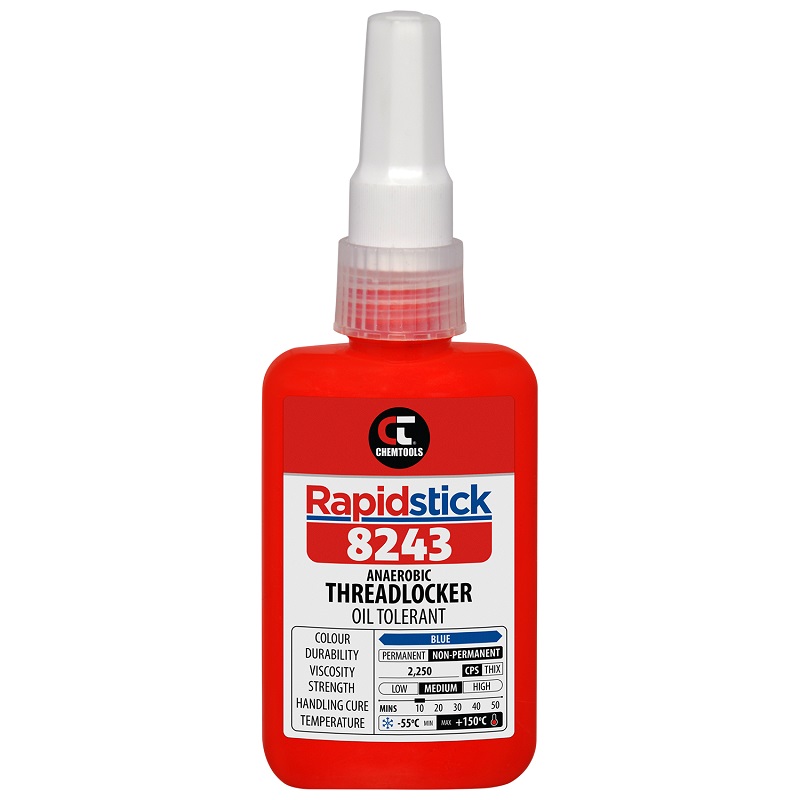 Rapidstick 8243 Threadlocker (Oil Tolerant, Blue) (8243-50 - 50ml Bottle)
