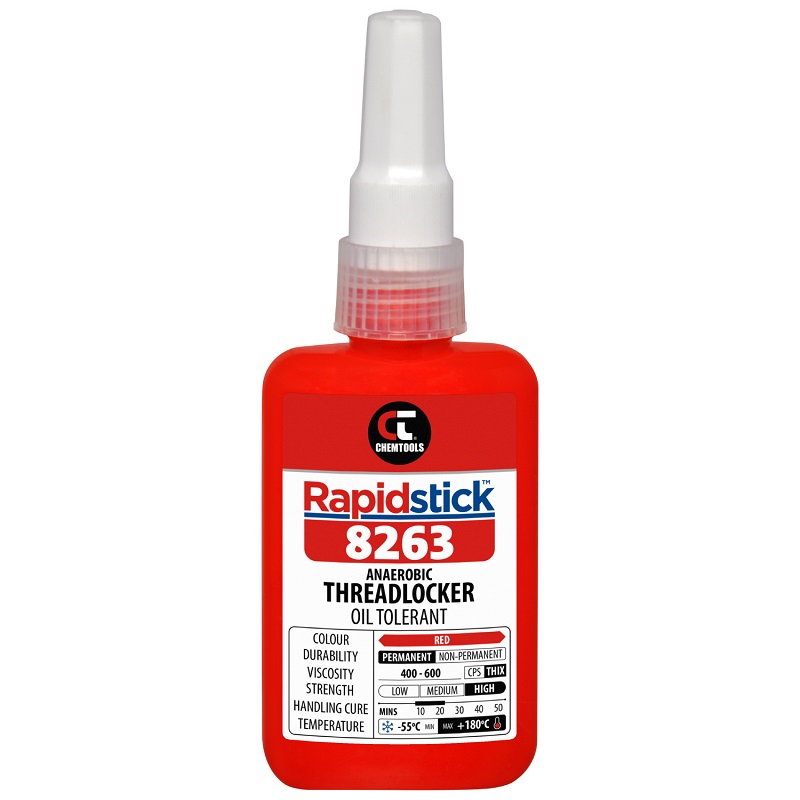 Rapidstick 8263 Threadlocker (Oil Tolerant, Red) (8263-50 - 50ml Bottle)