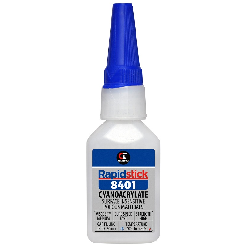 Rapidstick 8401 Cyanoacrylate Adhesive (Surface Insensitive, Porous Materials) (8401-20 - 25ml Bottle)