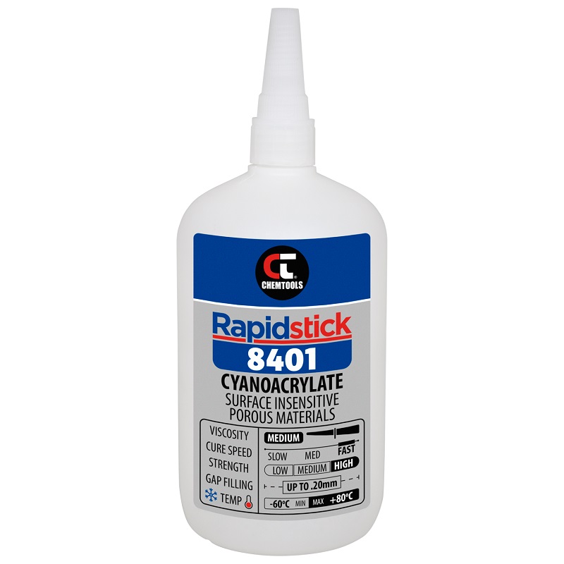 Rapidstick 8401 Cyanoacrylate Adhesive (Surface Insensitive, Porous Materials) (8401-500 - 500g Bottle)