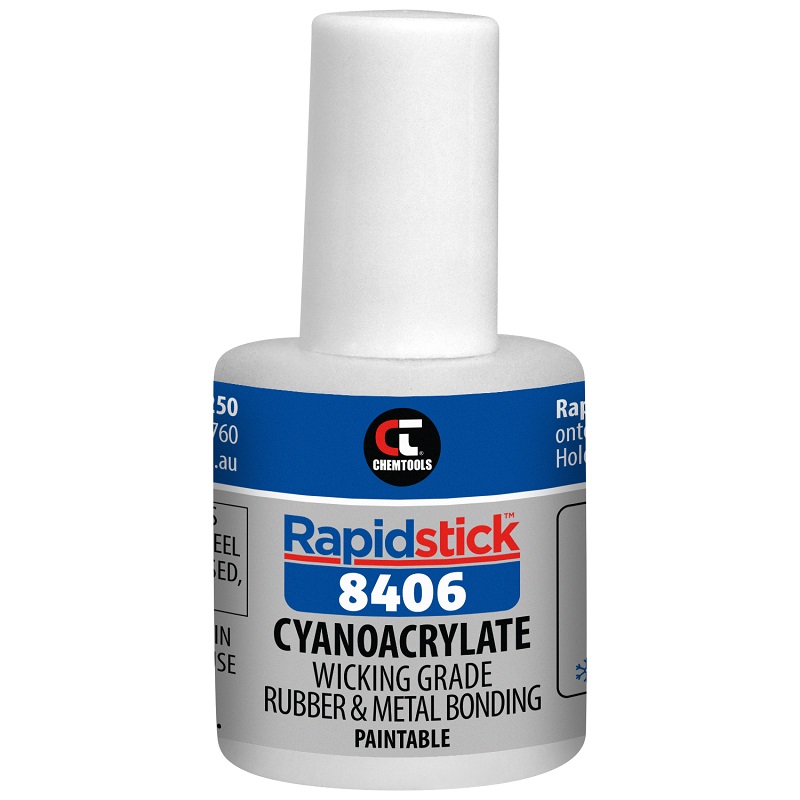 Rapidstick 8406 Cyanoacrylate Adhesive (Wicking Grade, Rubber & Metal Bonding) (8406-10 - 10g Brush Bottle)