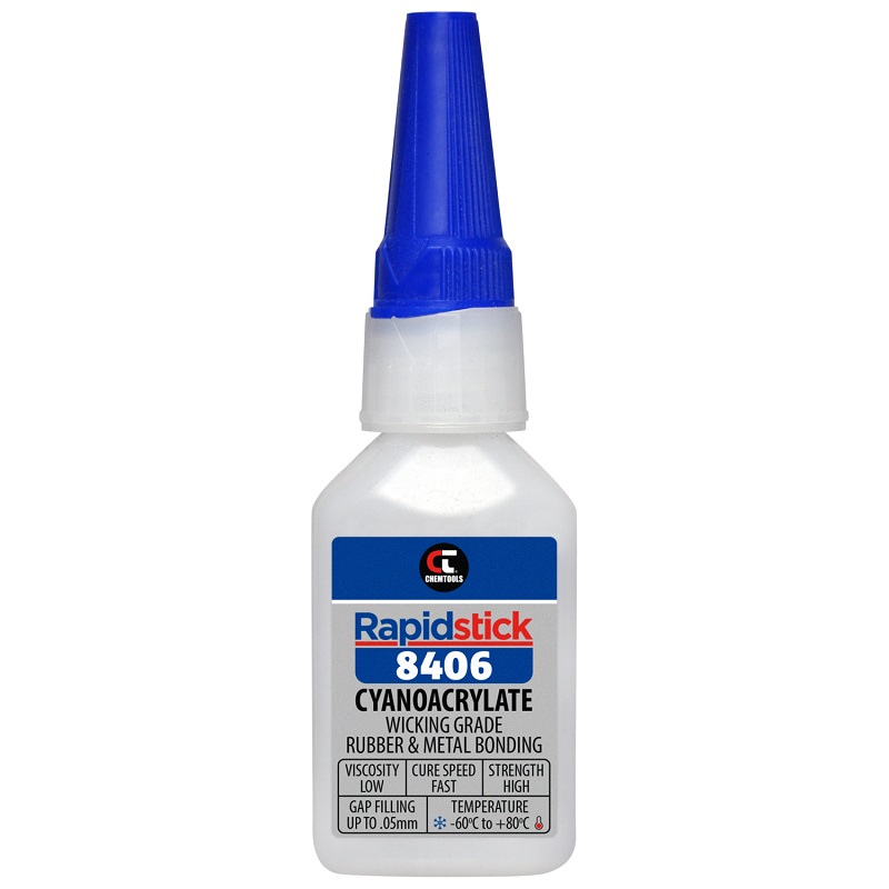 Rapidstick 8406 Cyanoacrylate Adhesive (Wicking Grade, Rubber & Metal Bonding) (8406-20 - 25ml Bottle)