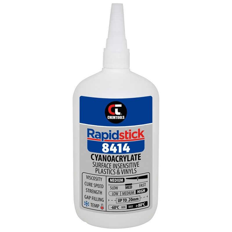 Rapidstick 8414 Cyanoacrylate Adhesive (Surface Insensitive, Plastics & Vinyls) (8414-500 - 500g Bottle)