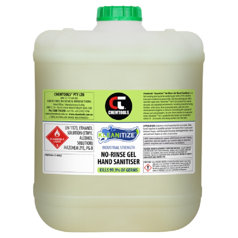 Kleanitize No-Rinse Gel Hand Sanitiser (Ethanol-Based) (CT-KHS2-20L - 20 Litres)