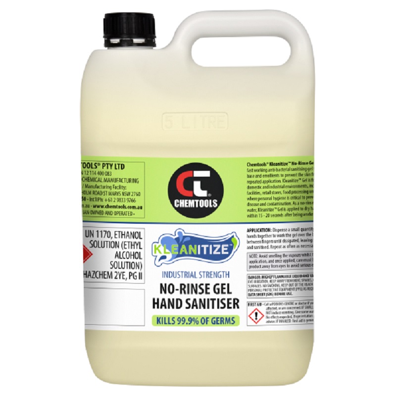 Kleanitize No-Rinse Gel Hand Sanitiser (Ethanol-Based) (CT-KHS2-5L - 5 Litres)
