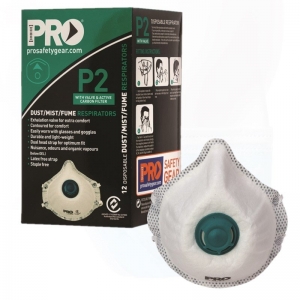 P2 Dust Masks With Valve and Carbon - 12 Pack
